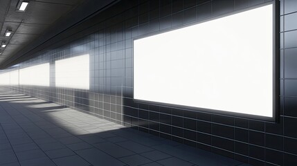 Poster - Blank Advertising Panels in Modern Urban Underground Corridor