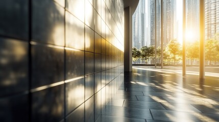 Poster - Modern Urban Architecture with Sunlight Reflection on Floor Surface