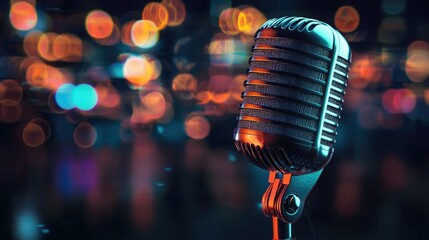Poster - Microphone icon with vocal beats 