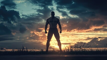 Aufkleber - Resilient figure standing strong after a fight 