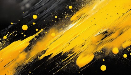 Poster - dynamic abstract yellow and black paint splatter with diagonal motion effect, perfect for modern background and creative designs

