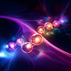 Wall Mural - A colorful swirl of spheres with a purple background