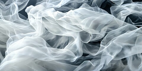Poster - Delicate white fabric flowing gracefully, capturing light and texture in an artistic display of motion