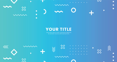 Poster - Blue abstract geometric background with gradient colors and memphis shapes