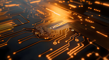 Aufkleber - Futuristic digital circuit board design technology exploration graphic illustration modern environment close-up view innovation concept