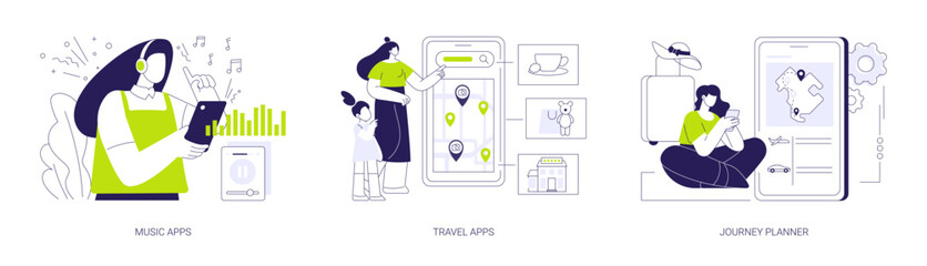 Poster - lifestyle applications abstract concept vector illustrations.