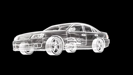 Poster - Holographic Animation Showcasing a Modern Car Design Generative AI