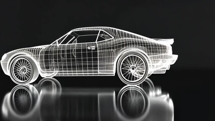 Poster - holographic animation showcasing a modern car design generative ai