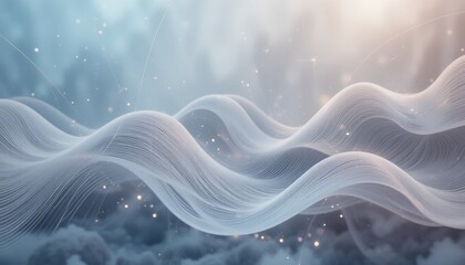 Poster - Flowing abstract waves digital space graphic design soft blur background aesthetic viewpoint serene visual concept for relaxation