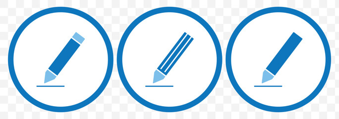 Poster - Edit icon set. Blue edit document icon. edit text icon. pencil. sign up on Transparent Background. EPS 10.