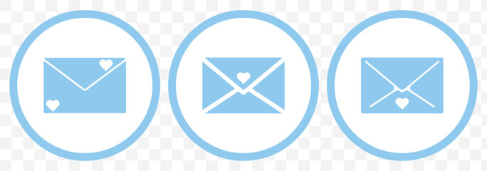 Poster - envelope icon, Love email message icon - Mail icon button sign, Love notification new message icons buttons in Blue Color on transparent Background. EPS 10.