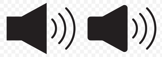 Poster - Black Speaker icon set. Sound volume. Volume icon set on Transparent Background. EPS 10.