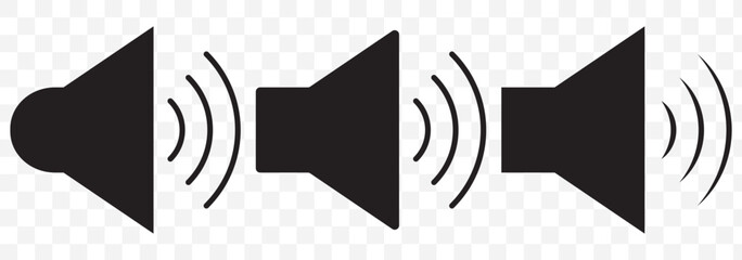 Poster - Black Speaker icon set. Sound volume. Volume icon set on Transparent Background. EPS 10.