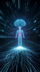 Poster - Visual representation of neural implant security in a futuristic healthcare setting