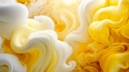 Poster - Abstract swirls of white and yellow smoke creating a dreamy visual effect