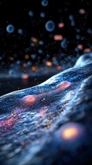 Poster - Microscopic Molecular View of Sparkling Energy Flow, 3D Illustration of Bio Science & Abstract Design