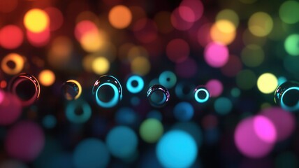 Poster - Luminous color spheres floating within blurred light infused background, representing technological energy and digital aesthetic
