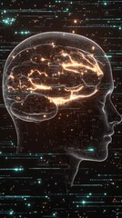 Poster - Innovative abstract visualization of consciousness with neural dynamics and futuristic elements