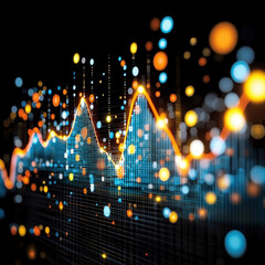 Leinwandbilder - Abstract Data Visualization Glowing Graph with Bokeh Effect
