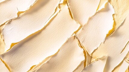 Poster - soft matte texture of overlapping torn beige paper creating abstract pattern