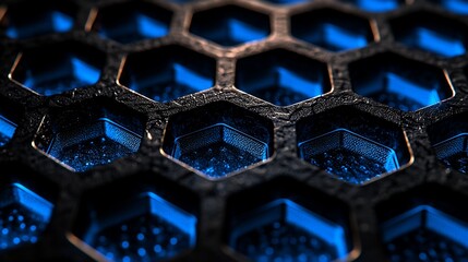 Poster - Abstract Hexagonal Honeycomb Technology Background