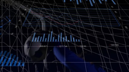 Poster - Processing financial data with animation over geometric background, abstract design