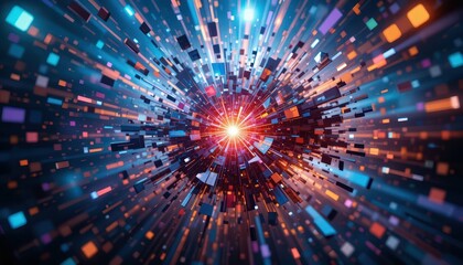 Poster - Vibrant Abstract Rays of Light and Color with Dynamic Motion Effect