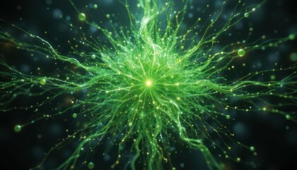 Poster - Dynamic Green Abstract Background with Energy and Light Effects