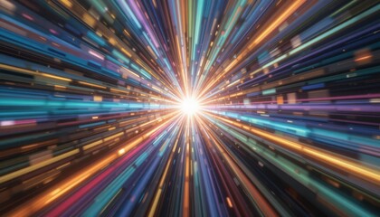Poster - Abstract Light Burst with Colorful Rays in Dynamic Motion Effect