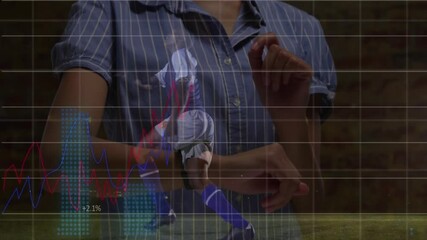 Poster - Person checking smartwatch with financial graph animation overlaying soccer player