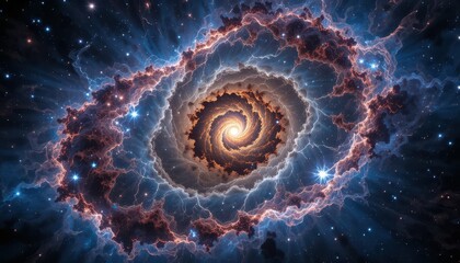 Poster - Stunning Spiral Galaxy in Multicolored Cosmic Scene with Stars