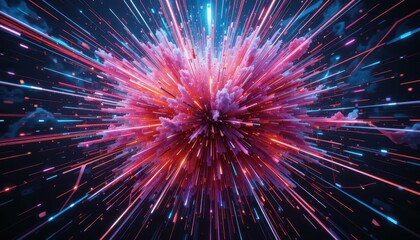 Poster - Colorful Explosion of Light and Energy in Abstract Digital Art