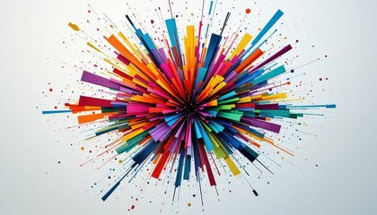 Poster - Abstract Colorful Explosion Design with Geometric Shapes and Lines