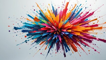 Poster - Vibrant Abstract Explosion of Colorful Shapes and Lines in Motion