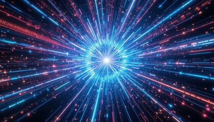 Poster - Abstract Cosmic Burst of Light with Bright Radiating Lines in Space