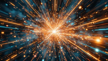 Poster - Explosive Bright Light Effect with Vibrant Particles and Energy Flow