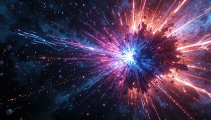 Poster - Stunning Abstract Cosmic Explosion with Colorful Light Effects