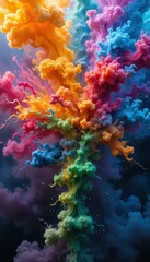 Aufkleber - colorful abstract explosion of smoke and light against dark background