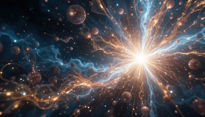 Poster - Stunning Visualization of Cosmic Energy and Electric Pulse Explosion