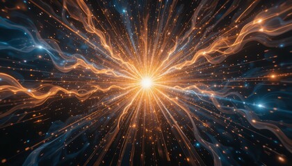Poster - Bright Explosion of Light and Energy in Abstract Cosmic Background