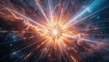 Poster - Vast Cosmic Explosion with Radiant Brightness and Colorful Energy