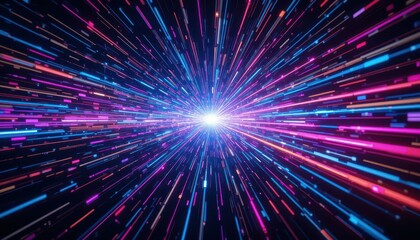 Poster - Vibrant Abstract Light Burst with Dynamic Colorful Lines