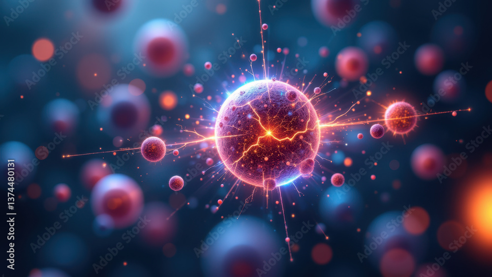 High-resolution 3D rendering of a GLP-1 molecule with surrounding atoms ...