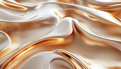 Poster - Abstract Liquid Gold Background, Smooth Metallic Texture, Wavy Pattern, Soft Golden Gradient.