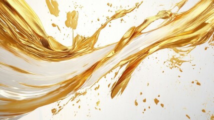 Poster - Dynamic interplay white gold and forming paint, of swirling patterns and energetic splashes against a textured backdrop