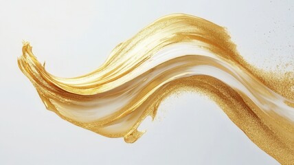 Poster - Dynamic interplay of gold and white paint, forming swirling patterns and energetic splashes against a textured backdrop