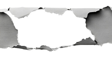 Canvas Print - ripped paper frame with torn edges isolated on black, cut out transparent