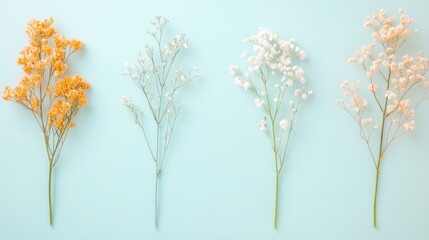 Poster - delicate floral patterns on pastel background with ample copy space