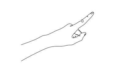 Aufkleber - One line drawing hand pointing gesture. Finger instruction concept, Hand human with Pointing finger, continuous one line drawing. Vector illustration.