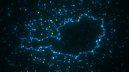 Wall Mural - futuristic digital visualization of austria map composed of glowing blue particles. the abstract cos